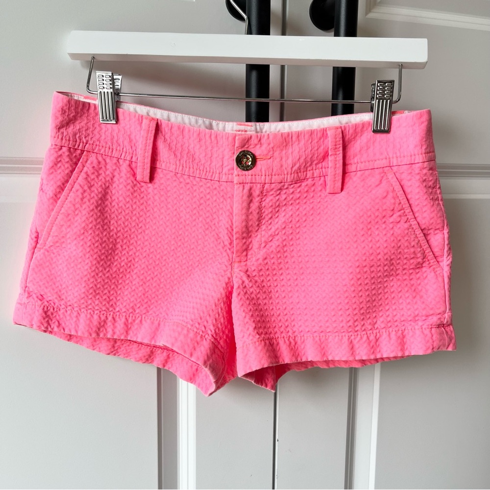 Lilly Pulitzer Neon Pink/Coral Textured Cotton Shorts Size 2